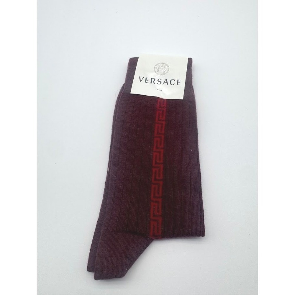 Versace Men Greca Logo Socks Burgundy Red Small Luxury NEW W/TAGS ICZ0003